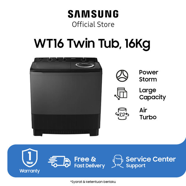 Samsung WT16 Twin Tub dengan Air Turbo, 16kg - WT16B5240BA/SE