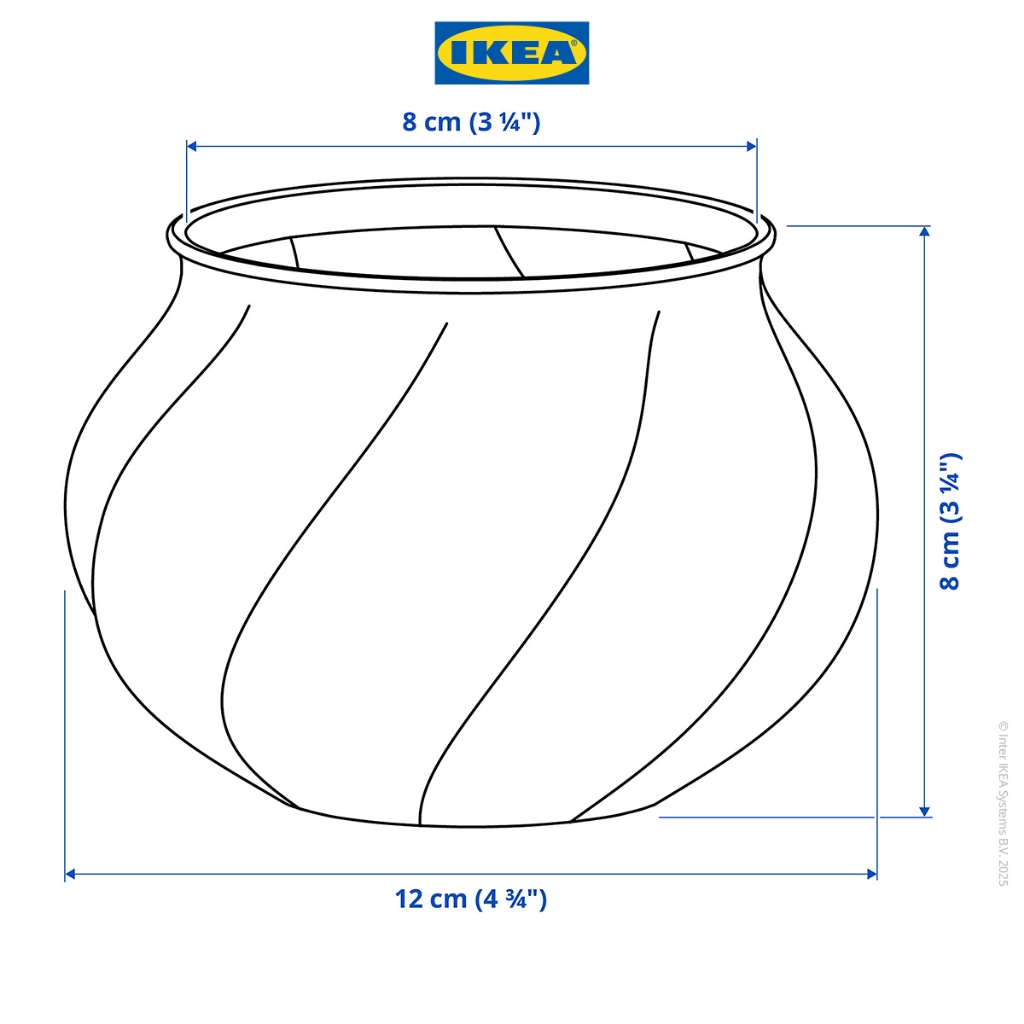 IKEA VILJESTARK Vas Bunga Kaca Dekorasi Kamar Diameter 8cm