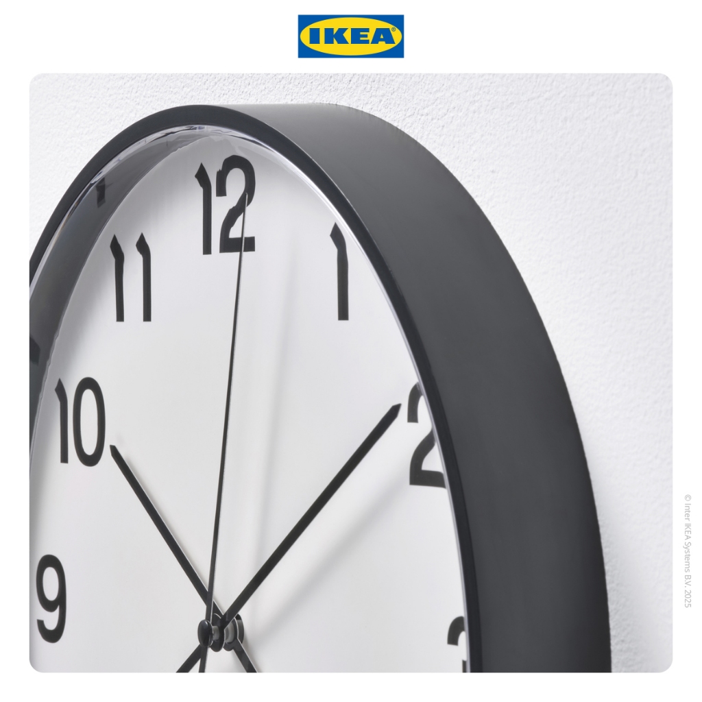 IKEA PLUTTIS Jam Dinding Klasik Voltase Rendah 28cm - Hitam