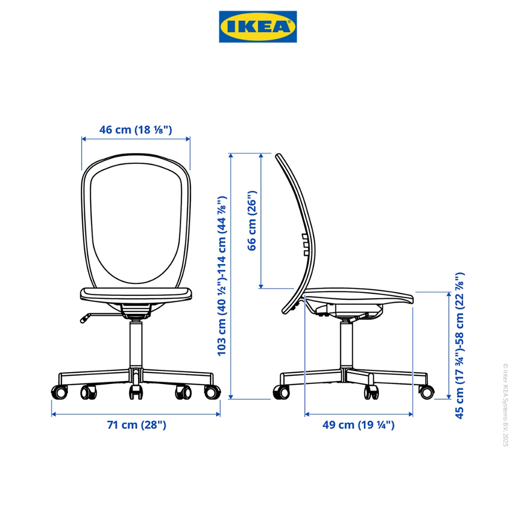 Ikea FLINTAN Kursi Kerja Kantor Dapat Diputar Hitam