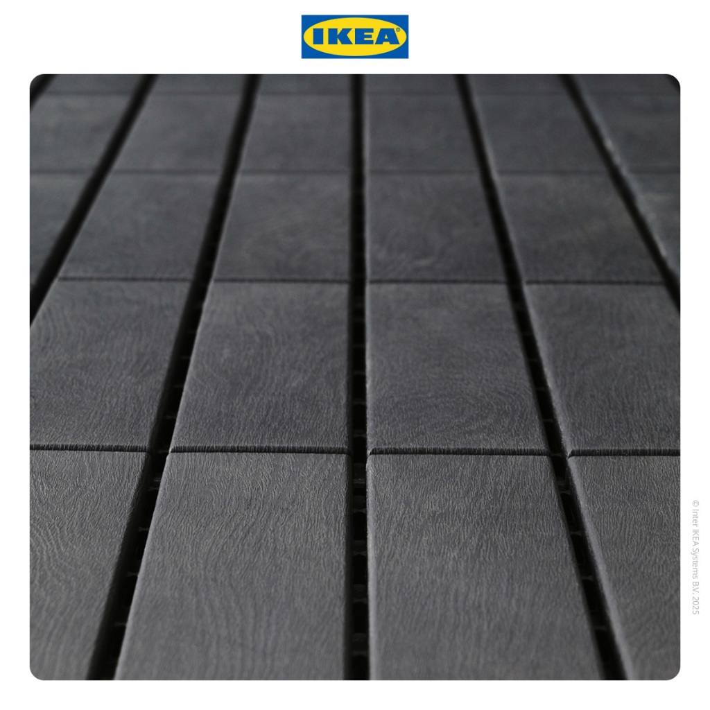 IKEA RUNNEN Lantai Dek/ Decking Tile Indoor Outdoor Bongkar Pasang Abu-Abu Tua 30x30cm Isi 9Pcs