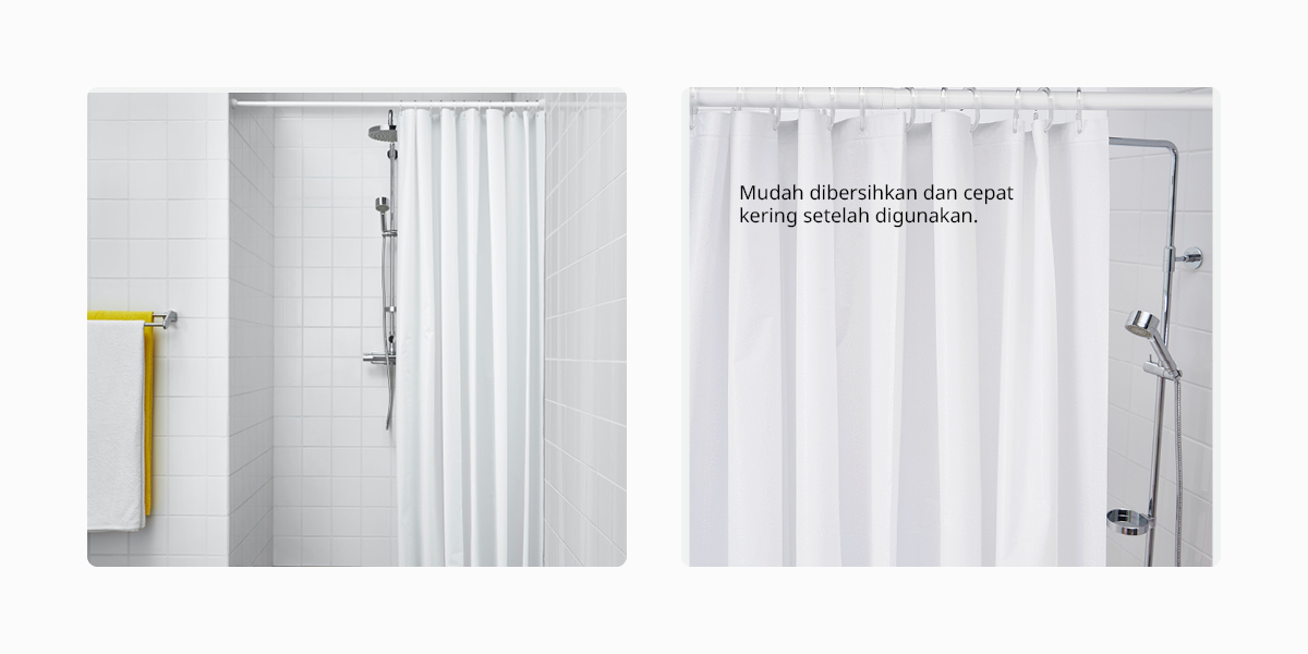 IKEA Bjarsen Tirai Shower Putih 180x200cm PEVA